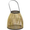 The Novogratz Brown Wicker Handmade Slatted Frame Decorative Candle Lantern with Handle