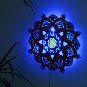 Lotus Mandala Yoga Wall Lamp, Bohemain Style Wood Wall Scone, Ambient Night lights, Creative Gifts