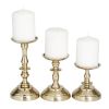 DecMode 3 Candle Gold Aluminum Pillar Candle Holder, Set of 3