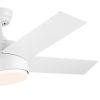 YUHAO 44 in. Integrated LED Indoor White Plywood Modern Ceiling Fan with Reversible Blades and Remote Control