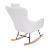 Teddy Upholstered Nursery Rocking Chair for Living Room Bedroom(WHITE Teddy)