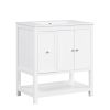 30" Bathroom Vanity with Sink Top, Bathroom Vanity Cabinet with Two Doors and One Drawer, MDF Boards, Solid Wood, One Package