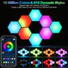 8Pcs Hexagon Light Panels RGBW Colorful Splicing Wall Lamps App Remote Line Control Timing Decorative Gaming Light Music Sync Lamps