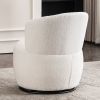 White Plush Swivel Accent Chair - Contemporary Round Armchair with 360° Rotation and Metal Base for Living Room Elegance