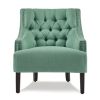 Modern Traditional Accent Chair Button Tufted Teal Textured Fabric Upholstery Solid Wood 1pc Living Room Furniture