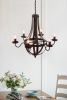 6 - Light Metal Chandelier, Hanging Light Fixture with Adjustable Chain for Kitchen Dining Room Foyer Entryway, Bulb Not Included