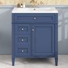 30'' Bathroom Vanity with Top Sink, Modern Bathroom Storage Cabinet with 2 Drawers and a Tip-out Drawer, Single Sink Bathroom Vanity