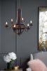 6 - Light Metal Chandelier, Hanging Light Fixture with Adjustable Chain for Kitchen Dining Room Foyer Entryway, Bulb Not Included