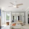 YUHAO 44 in. Integrated LED Indoor White Plywood Modern Ceiling Fan with Reversible Blades and Remote Control