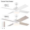 YUHAO 44 in. Integrated LED Indoor White Plywood Modern Ceiling Fan with Reversible Blades and Remote Control