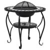 Mosaic Fire Pit Table Black and White 26.8" Ceramic