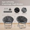 Oversized Moon Chair with Metal Frame, Comfy Chair for Bedroom, Grey Saucer Chair for Bedroom, Cozy Faux Fur Lounge Chair, Grey