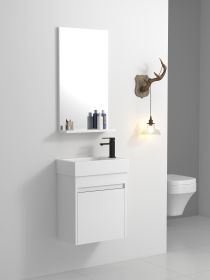 Bathroom Vanity With Single Sink,Soft Close Doors,18 Inch For Small Bathroom,18x10-00518 (Color: White Straight Grain)